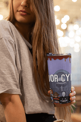 20oz Horror Character Mugshot Tumbler – Slasher Movie Cup w/ Straw & Lid - East Coast Gifts
