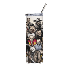 20oz Horror Villains Collage Tumbler β Slasher Movie Stainless Steel Cup & Straw - East Coast Gifts