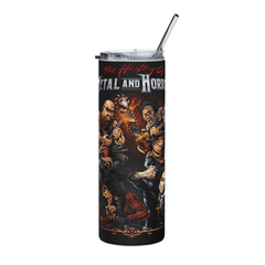20oz Skinny Tumbler – Horror Metal Slasher Rock Characters Cup with Lid & Straw - East Coast Gifts