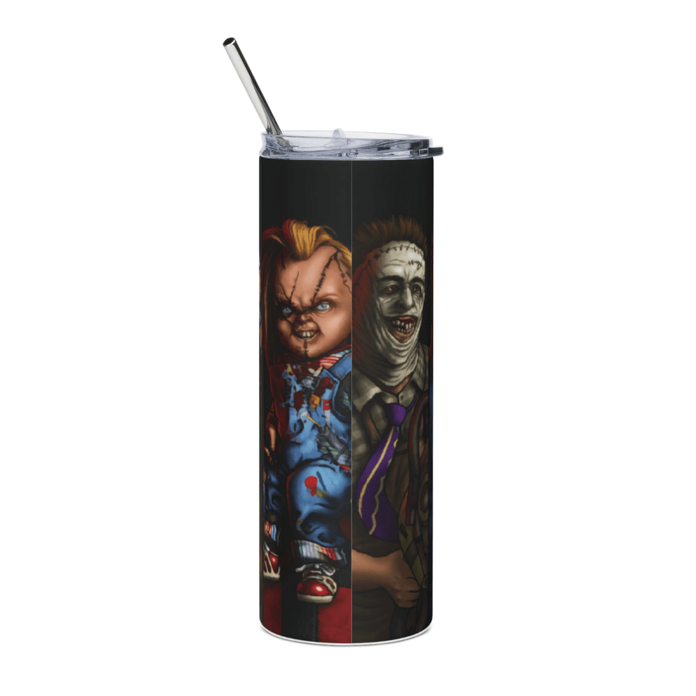 20oz Slasher Legends Tumbler – Freddy Jason Chucky Leatherface Michael Myers Cup - East Coast Gifts