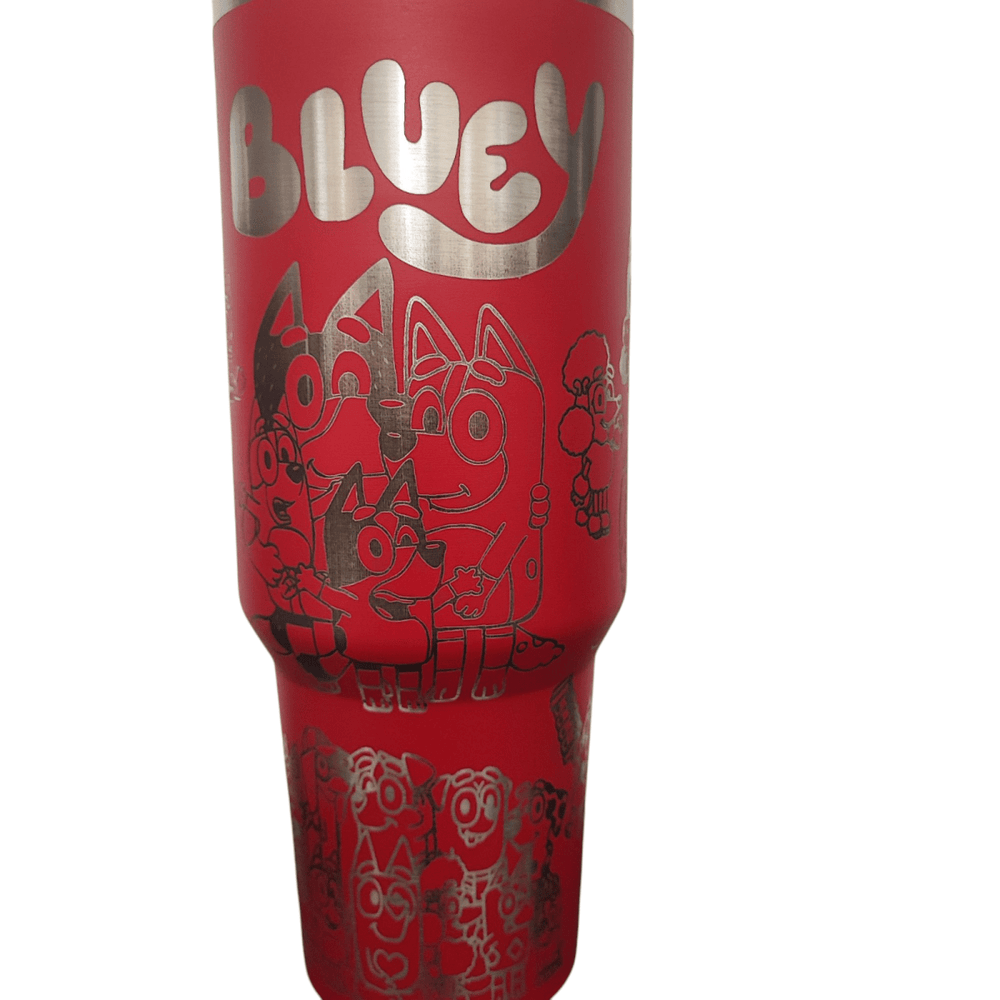 40oz Cartoon Bluey Engraved Tumbler – Stainless Steel Travel Mug - East Coast Gifts