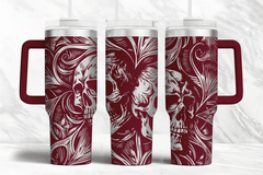 40oz Gothic Skull Style Tumbler with Handle & Straw – Double Wall Insulated Cup - East Coast Gifts