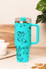 🦌 40oz Stanley Style Engraved Christmas Tumbler – Reindeer Mug with Straw 🎄 - East Coast Gifts