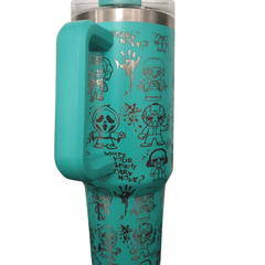40oz Stanley - Style Horror Engraved Tumbler – Stainless Steel Travel Mug - East Coast Gifts