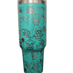 40oz Stanley - Style Horror Engraved Tumbler – Stainless Steel Travel Mug - East Coast Gifts