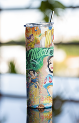 20oz Snow White “It’s Magic” Tumbler – Princess Stainless Steel Cup w/ Straw