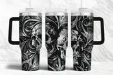 40oz Gothic Skull Style Tumbler with Handle & Straw – Double Wall Insulated Cup