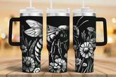 🐝 40oz Bee & Wildflower Stanley Style Tumbler Insulated Floral Travel Mug