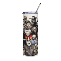20oz Horror Villains Collage Tumbler β Slasher Movie Stainless Steel Cup & Straw