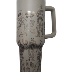 40oz Fortnite-Inspired Engraved Tumbler – Stainless Steel Travel Mug with Handle