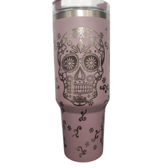 40oz Stanley-Style Sugar Skull Engraved Tumbler Stainless Steel Travel Mug