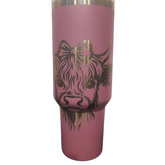 40oz Stanley-Style Highland Cow Engraved Tumbler Custom Reusable Mug 9 Colours