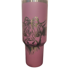 40oz Stanley-Style Highland Cow Engraved Tumbler Custom Reusable Mug 9 Colours