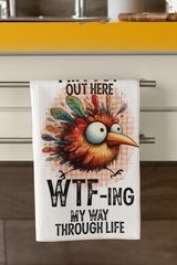 Funny WTF Tea Towel β Blue Bird Kitchen Towel β Microfibre Gift
