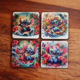 Stitch Disney Coasters set of 4 wooden Coasters Perfect Gift Angel and Stitch