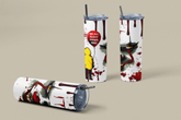 20oz Pennywise IT Horror Tumbler – “We All Float” Blood Splatter Clown Cup Gift