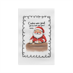 Santa’s Cookie Break Kitchen Towel – Funny Christmas Oven Decor