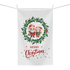 Santa & Sweetheart Christmas Towel – Festive Wreath Holiday Kitchen Decor