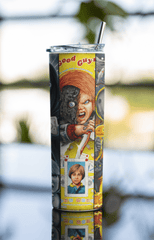 Chucky Good Guys Doll Tumbler – 20oz Horror Insulated Cup with Lid & Straw - East Coast Gifts