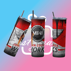 Custom Mini Cooper 20oz Tumbler Travel Coffee Mug straw Truck Car Enthusiasts - East Coast Gifts
