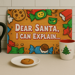 Dear Santa I Can Explain – Funny Christmas Glass Worktop Saver - East Coast Gifts