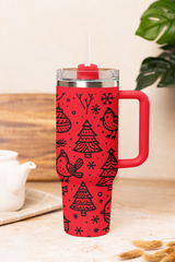 Robin & Tree 40oz Stanley Style Christmas Tumbler
