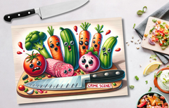 Funny Glass Chopping Board – “Kitchen Crime Scene” Design - East Coast Gifts