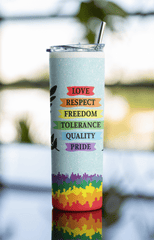 Love Respect Pride Tumbler – 20oz LGBTQ+ Stainless Steel Cup with Straw - East Coast Gifts
