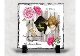Personalised Slate Wedding Coaster Gift memory capture - East Coast Gifts