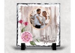 Personalised Slate Wedding Coaster Gift memory capture - East Coast Gifts