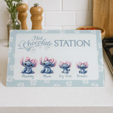 Personalised Stitch Character Hot Chocolate Station Glass Board – Christmas Family Gift - East Coast Gifts