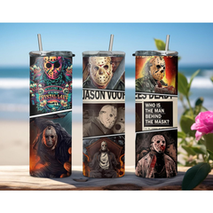 Slasher Horror 20oz Tumbler Skinny Travel Coffee Mug with Straw - East Coast Gifts