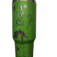 Stanley Inspired, Christmas Grinch 40oz Laser Engraved Insulated tumbler - East Coast Gifts
