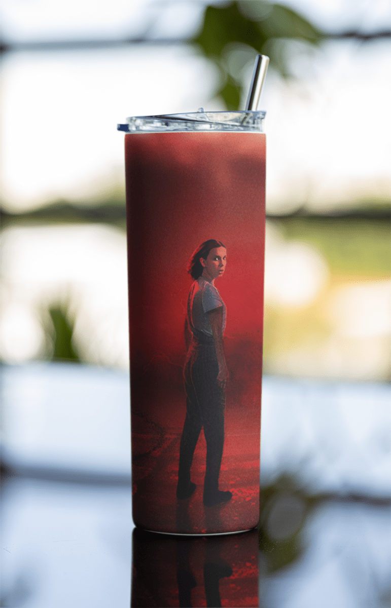 Stranger Things Eleven Red Scene Tumbler – 20oz Insulated Cup with Lid & Straw - East Coast Gifts