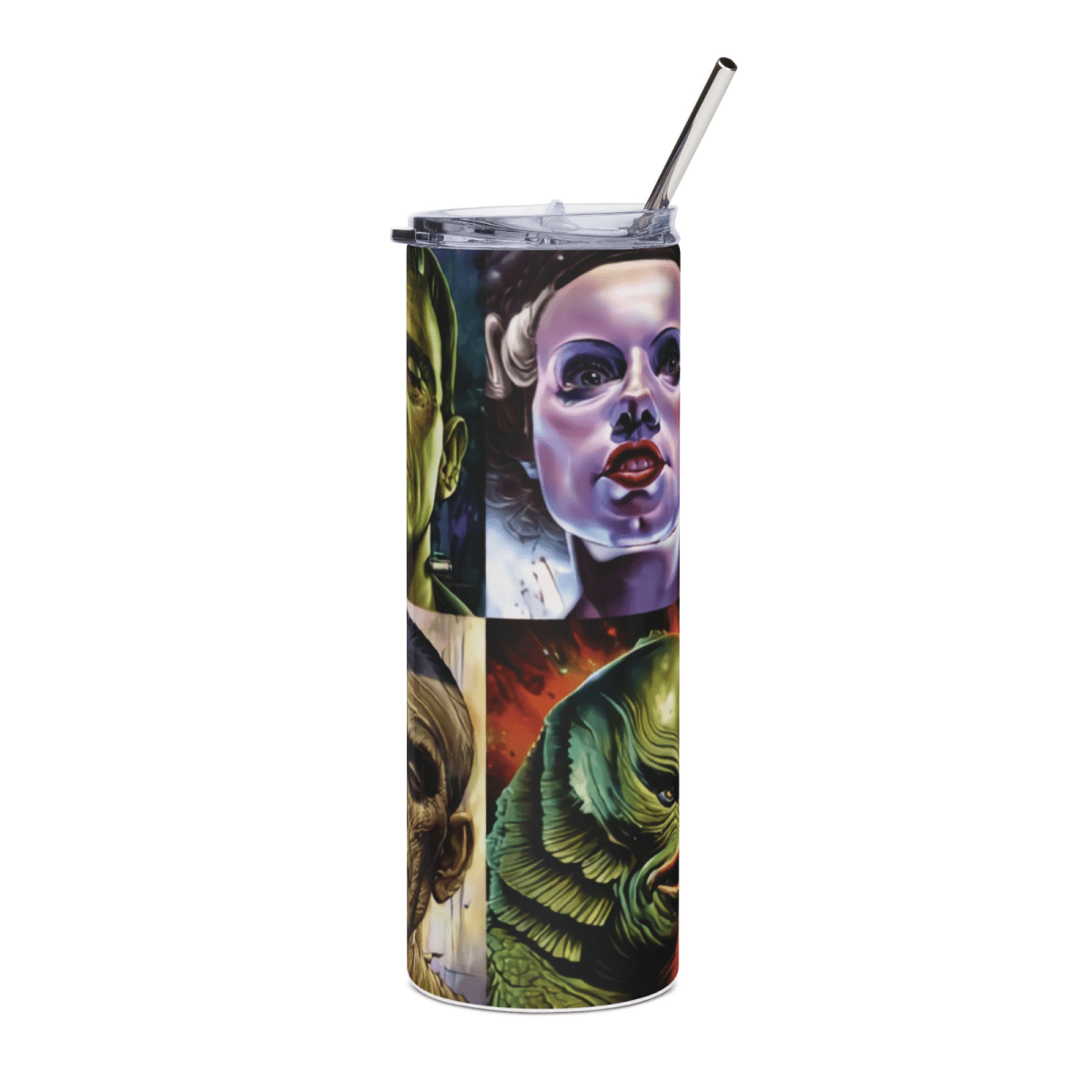 20oz Classic Monsters Horror Tumbler – Frankenstein Dracula Mummy Wolfman Cup - East Coast Gifts