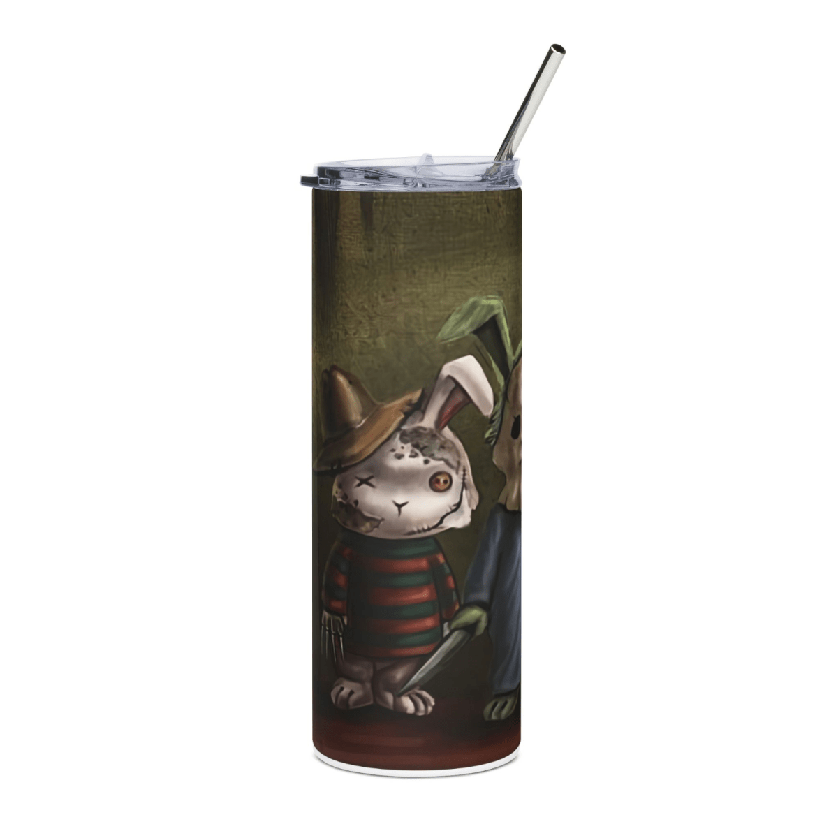 20oz Horror Bunny Tumbler Cute Killer Rabbit Stainless Steel Cup w/ Straw & Lid - East Coast Gifts