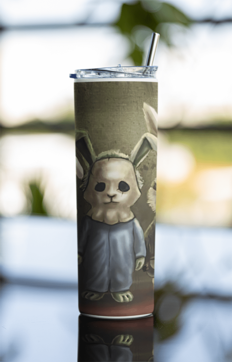 20oz Horror Bunny Tumbler Cute Killer Rabbit Stainless Steel Cup w/ Straw & Lid - East Coast Gifts