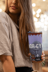 20oz Horror Character Mugshot Tumbler – Slasher Movie Cup w/ Straw & Lid - East Coast Gifts