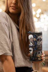 20oz Horror Icons Tumbler Cute Scary Clown, Jason, Freddy, Pinhead, Leatherface - East Coast Gifts