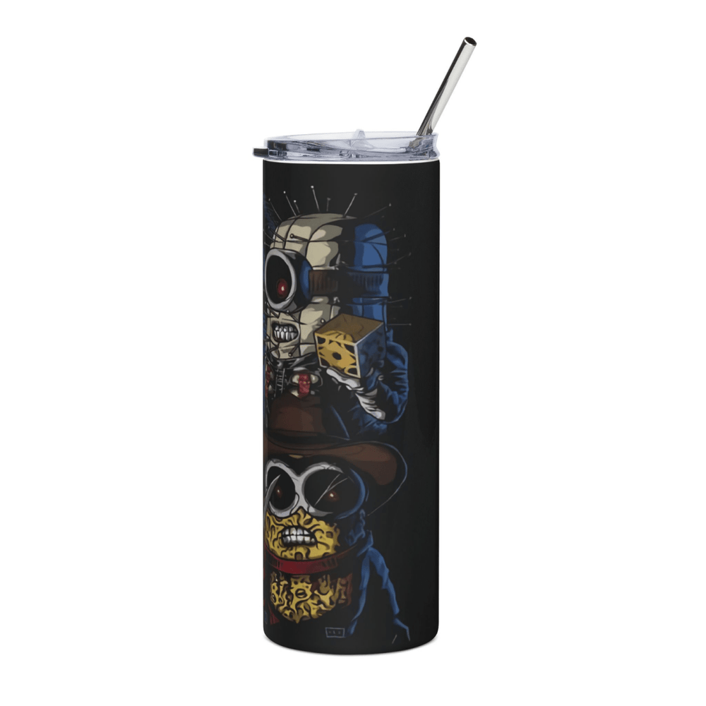 20oz Horror Icons Tumbler Cute Scary Clown, Jason, Freddy, Pinhead, Leatherface - East Coast Gifts