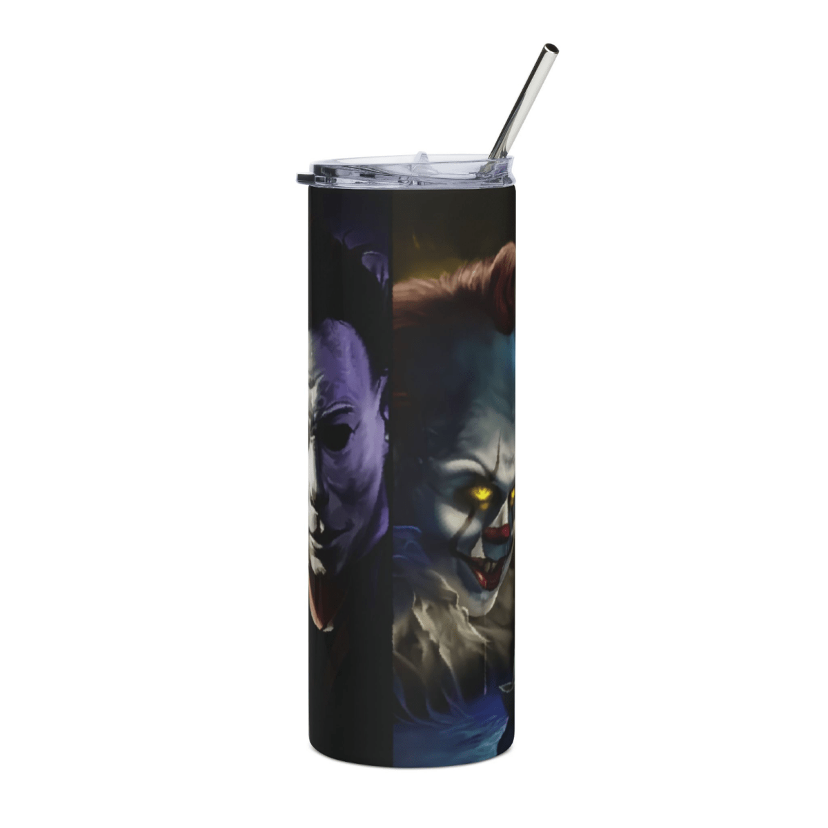 20oz Horror Legends Skinny Tumbler Freddy, Jason, Pennywise, Michael Myer Mug - East Coast Gifts
