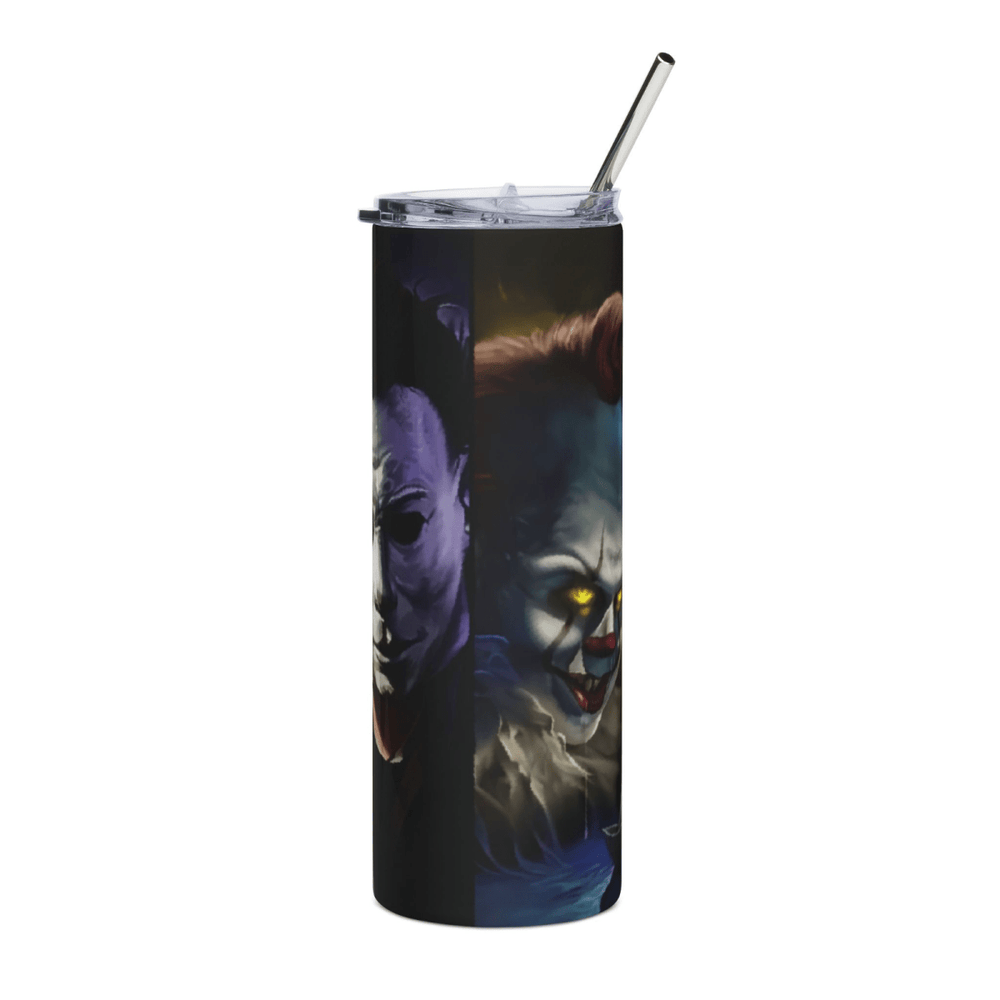 20oz Horror Legends Skinny Tumbler Freddy, Jason, Pennywise, Michael Myer Mug - East Coast Gifts