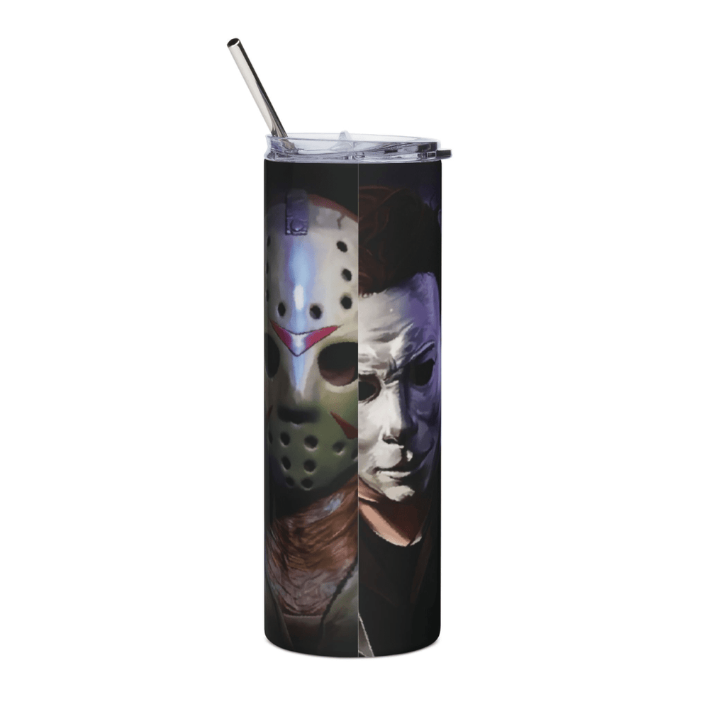 20oz Horror Legends Skinny Tumbler Freddy, Jason, Pennywise, Michael Myer Mug - East Coast Gifts