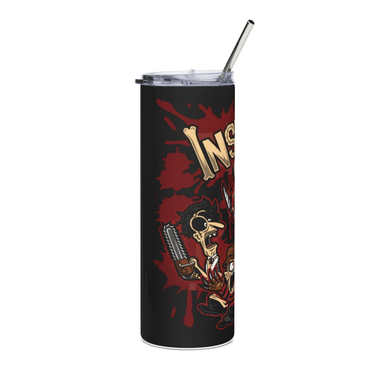 20oz Inside Out Horror Tumbler – Cute Slasher Movie Skinny Cup w/ Straw & Lid - East Coast Gifts