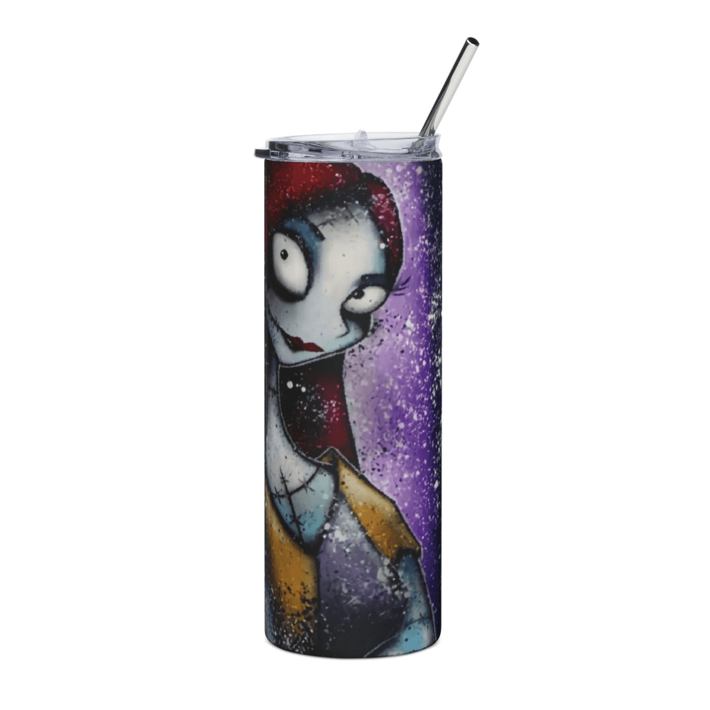 20oz Jack & Sally Nightmare Before Christmas Tumbler Halloween Splatter Art Cup - East Coast Gifts