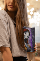 20oz Jack & Sally Nightmare Before Christmas Tumbler Halloween Splatter Art Cup - East Coast Gifts