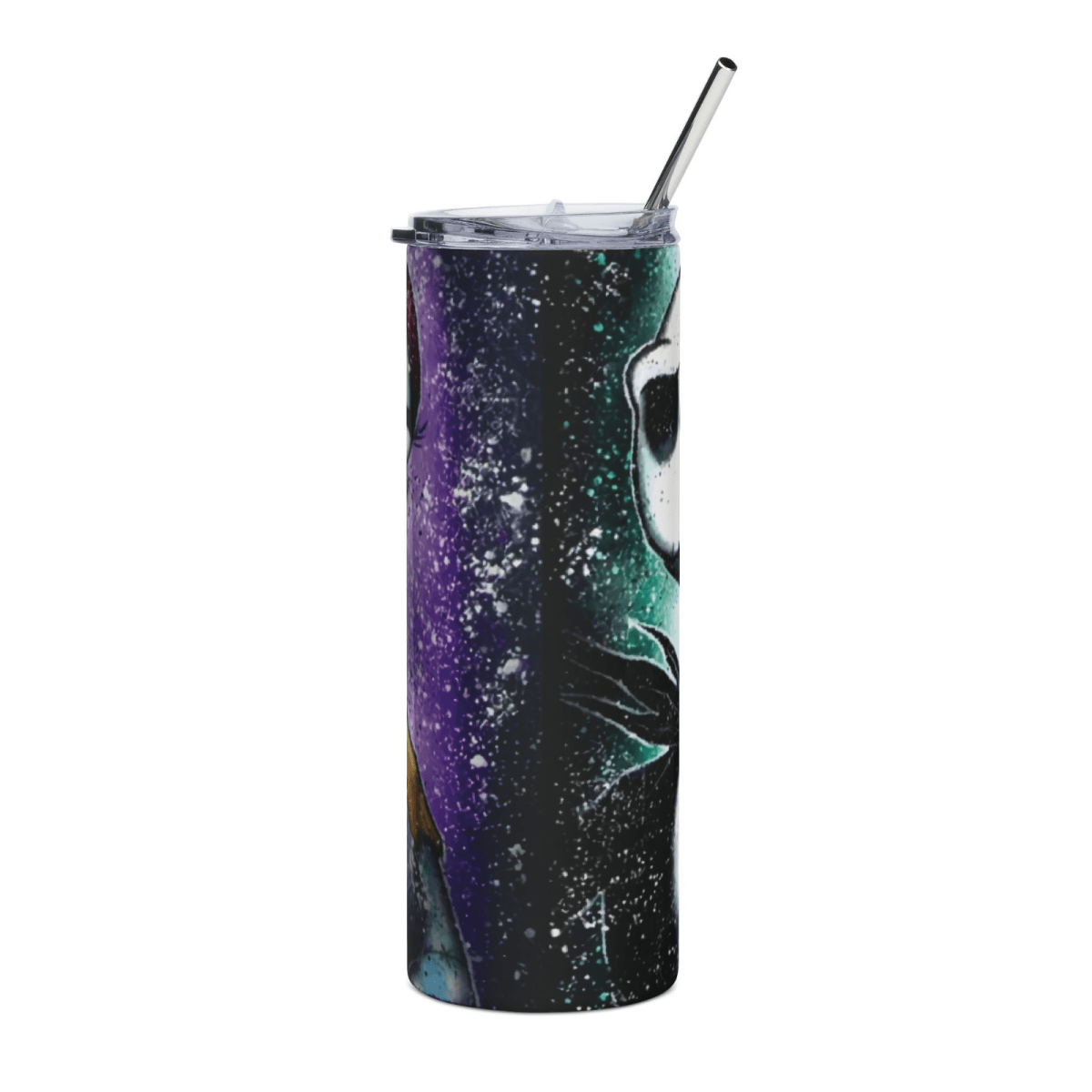 20oz Jack & Sally Nightmare Before Christmas Tumbler Halloween Splatter Art Cup - East Coast Gifts