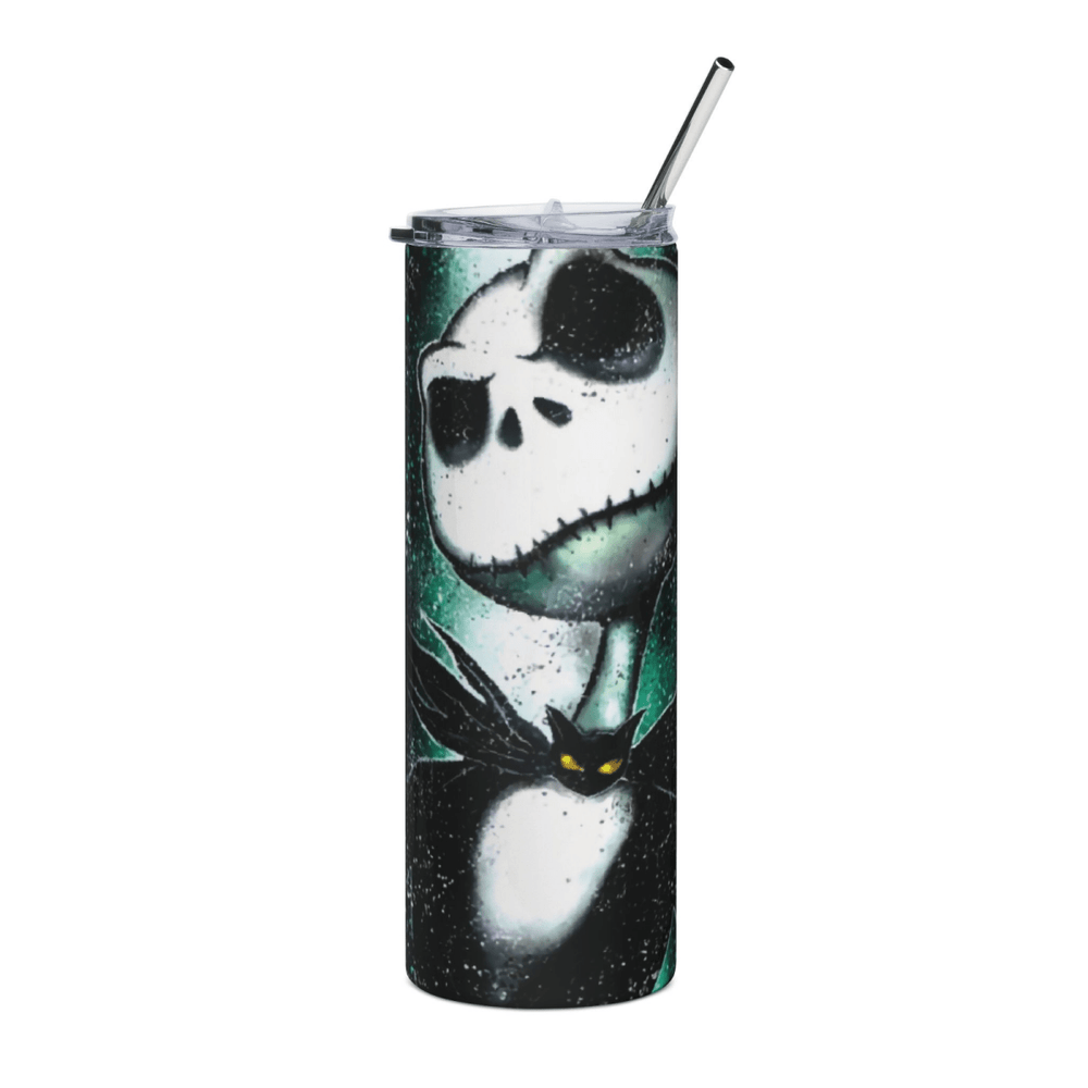 20oz Jack & Sally Nightmare Before Christmas Tumbler Halloween Splatter Art Cup - East Coast Gifts