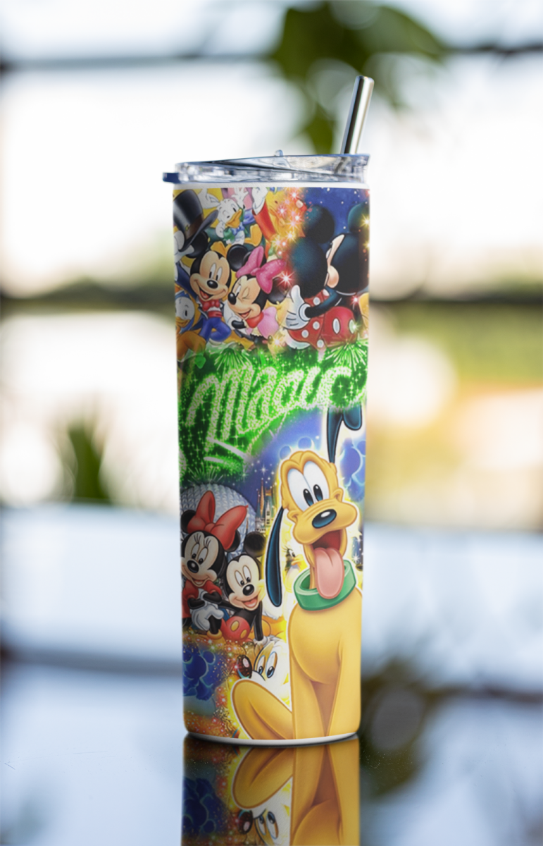 20oz Mickey & Friends “Magic” Tumbler – Stainless Steel Cup with Straw & Lid - East Coast Gifts