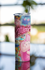 20oz Piglet & Friends “Magic” Tumbler – Cute Stainless Steel Cup with Straw - East Coast Gifts